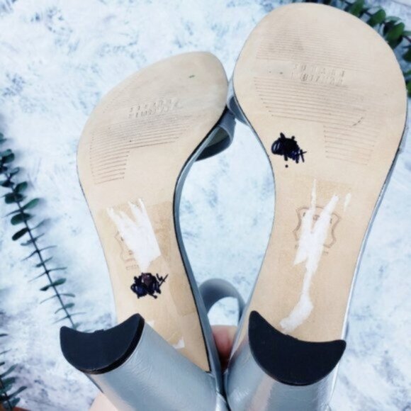 New Stuart Weitzman Chic Metallic Ankle Strap Heels Shoes size 6B - Picture 8 of 10